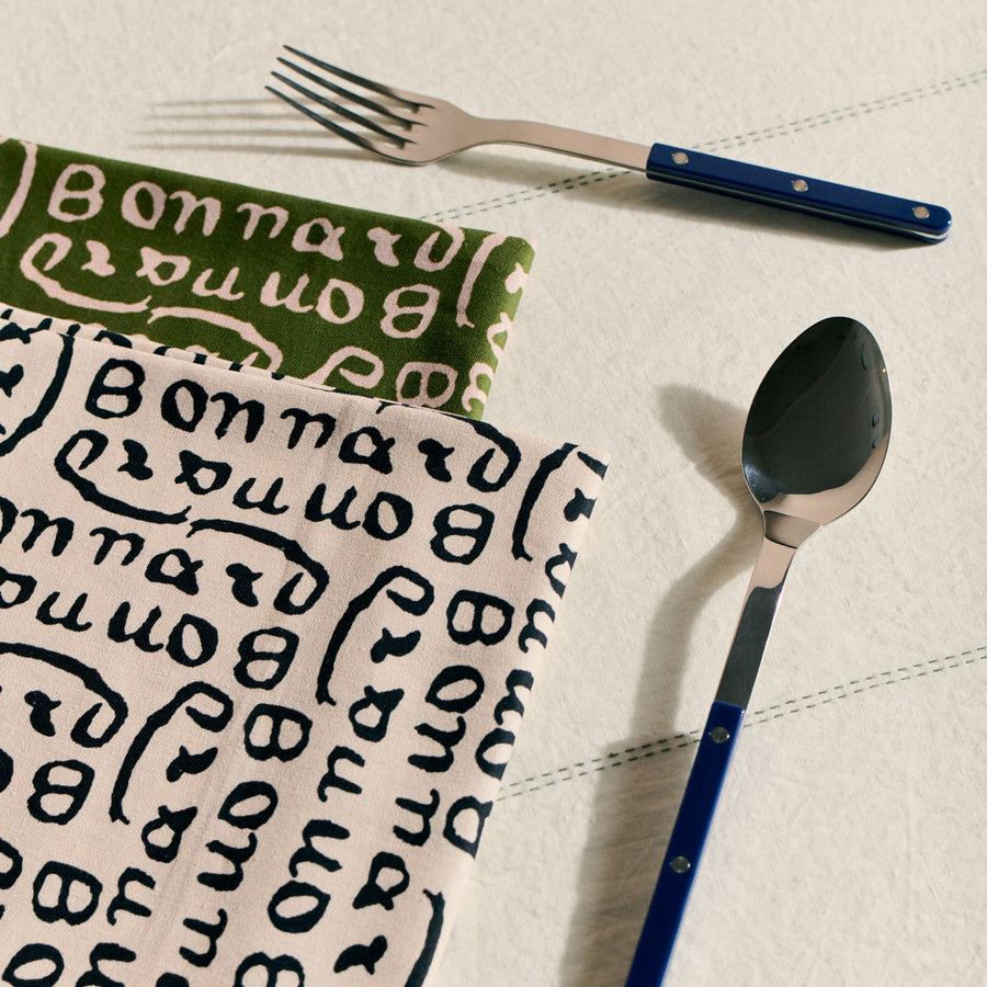 Tea Towel Set of 2 - Pierre Bonnard, Olive and Beige Signature