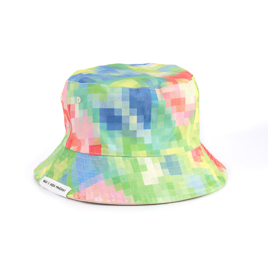 NGV x India Mahdavi Reversible Bucket Hat - Floral Pixel