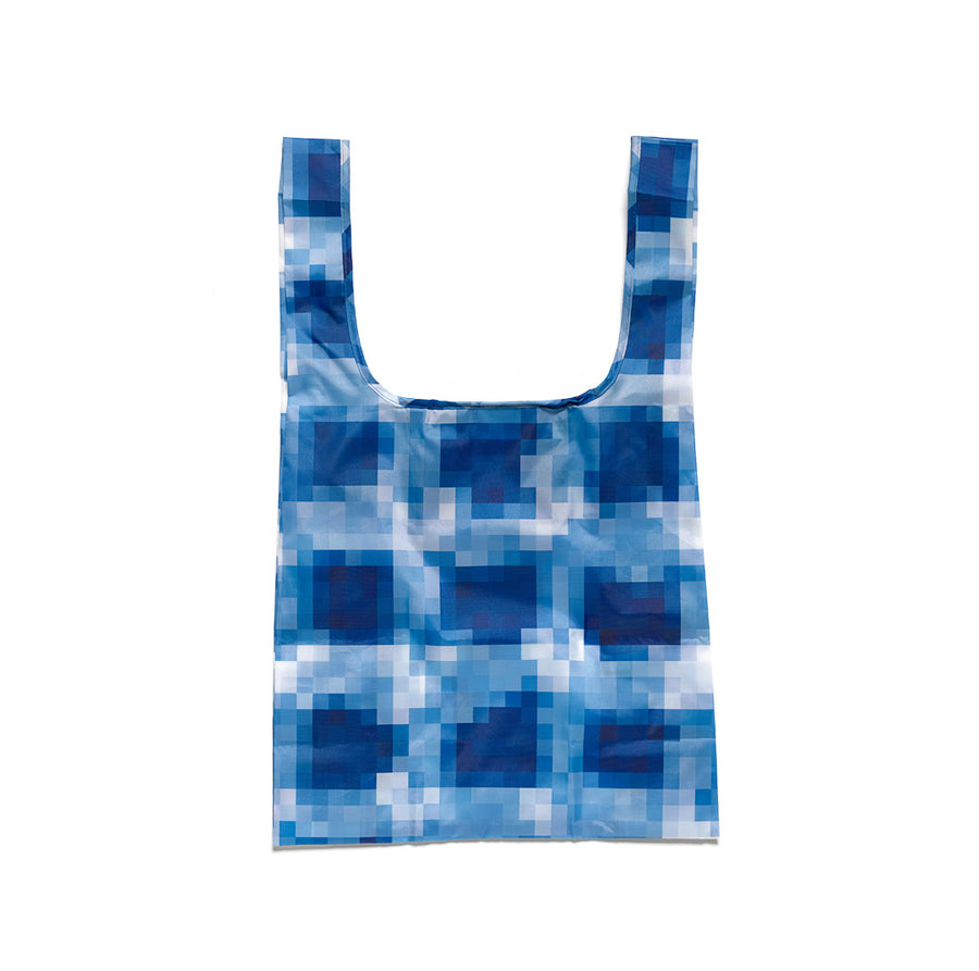 NGV x India Mahdavi Shopper Bag - Blue Tartan Pixel