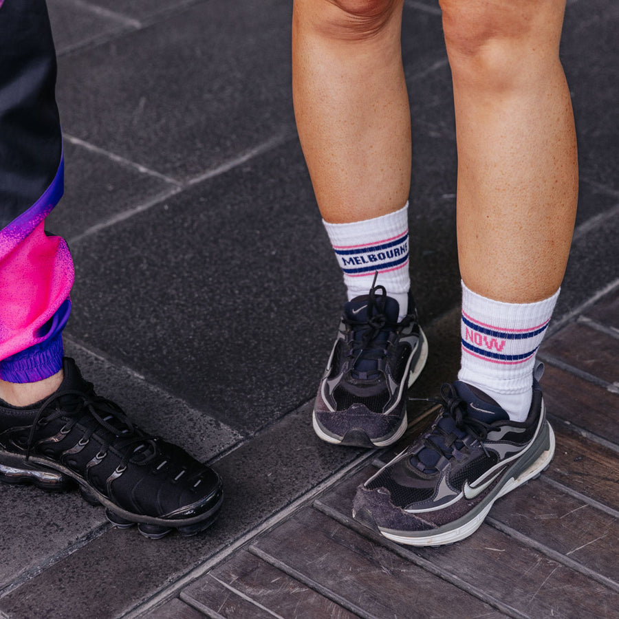 Melbourne Now Sports Socks - Blue/Pink