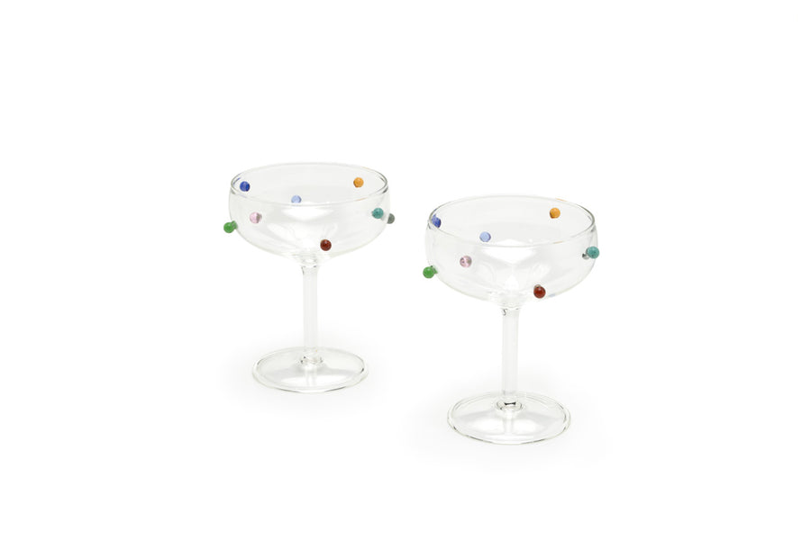 Pomponette Champagne Coupes - Set of 2