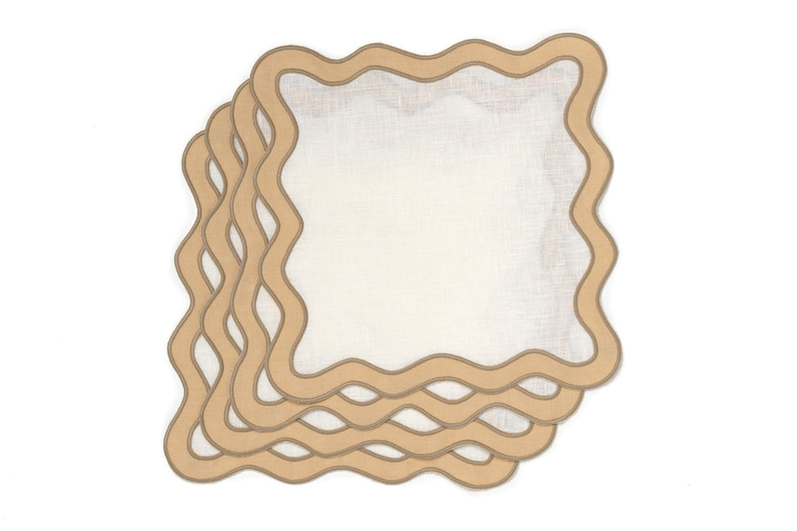 Beige and Sand Scalloped Napkins - Set of 4