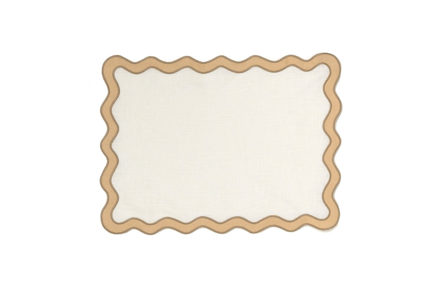 Beige and Sand Scalloped Placemats - Set of 4