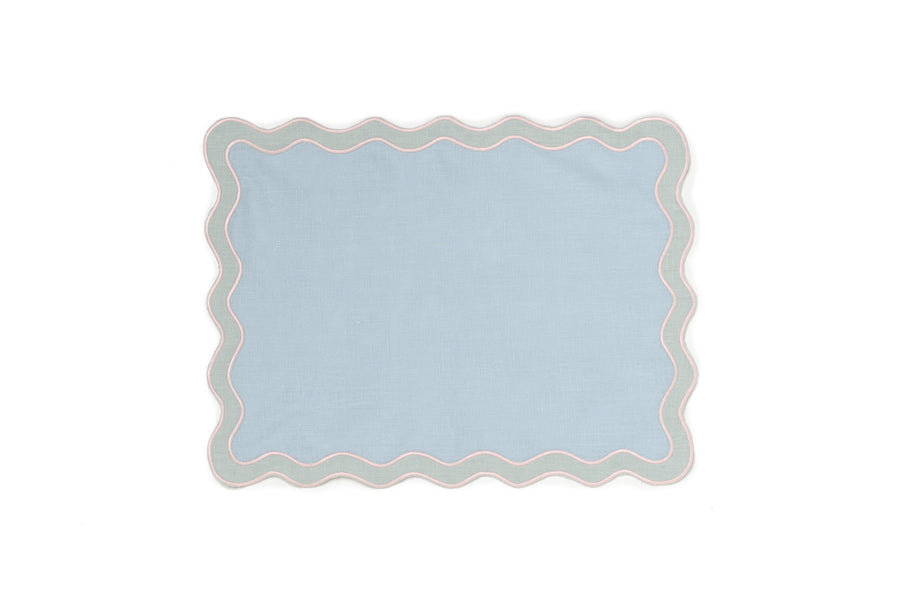 Pale Blue and Mint Scalloped Placemats - Set of 4